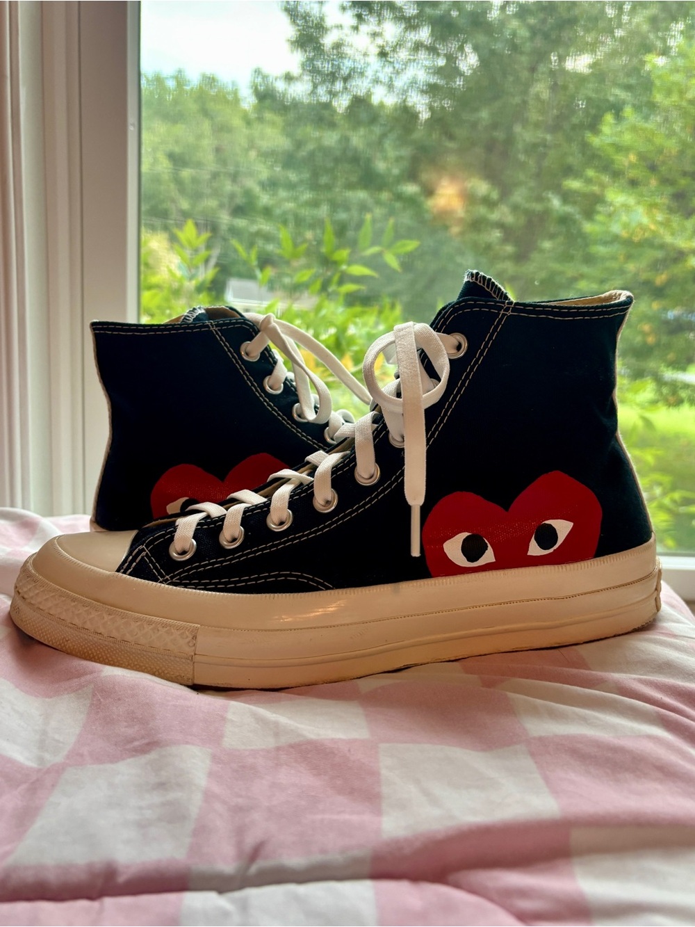 Converse All Star Comme des Garçons Peek-A-Boo Heart High Top Sneakers - 10